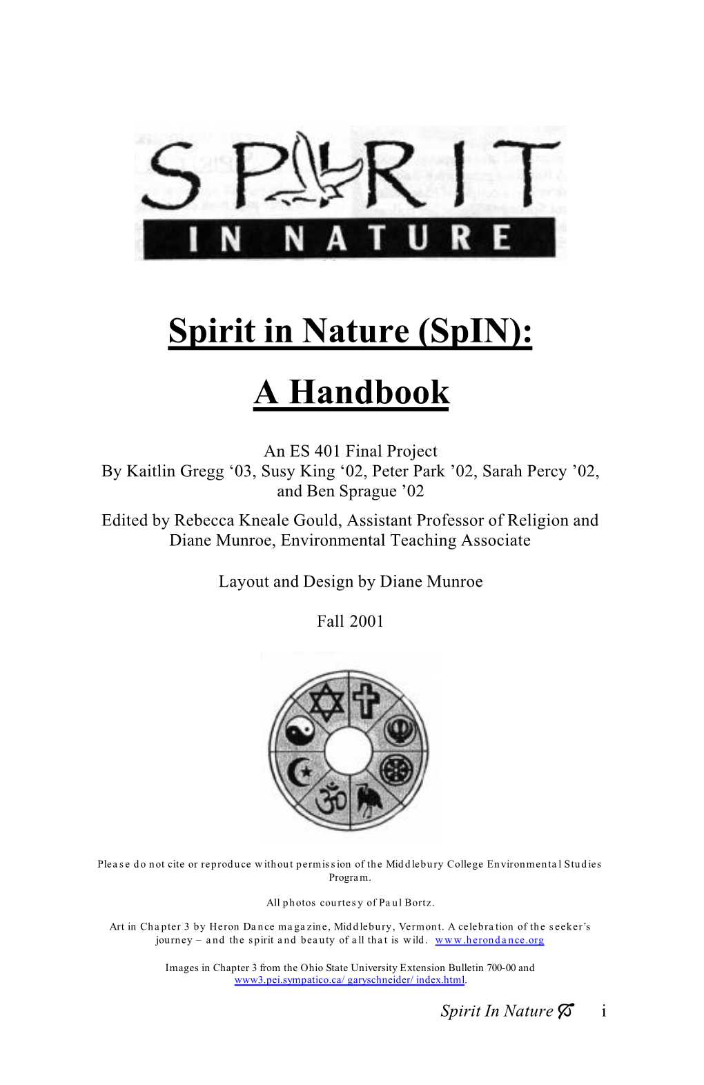 Spirit in Nature (Spin): a Handbook