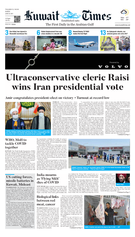 Ultraconservative Cleric Raisi Wins Iran Presidential Vote