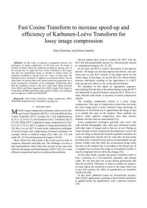 Fast Cosine Transform to Increase Speed-Up and Efficiency of Karhunen-Loève Transform for Lossy Image Compression