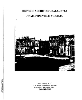 Historic Architectural Survey of Martinsville, Virginia Hill Studio, P