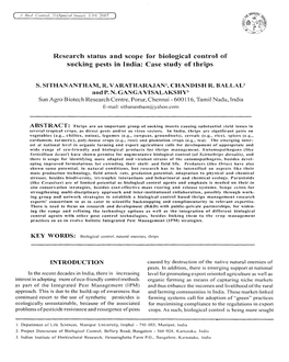 Research Status and Scope for Biological Control of Sucking Pests in India: Case Study of Thrips