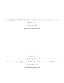 Examining the Impact of Traditional Sexual Scripts on Professional Responses to Female Sexual Assault