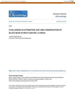 Challenges in Estimating Size and Conservation of Black Bear in West-Central Florida