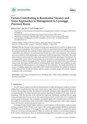 Factors Contributing to Residential Vacancy and Some Approaches to Management in Gyeonggi Province, Korea