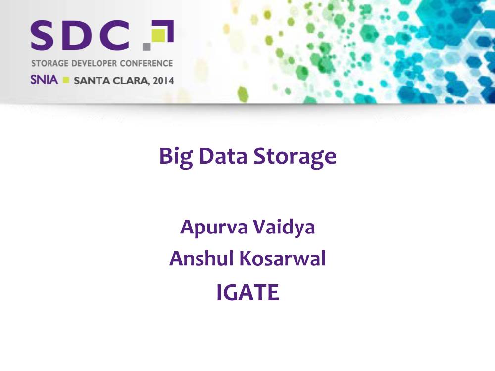 Big Data Storage IGATE
