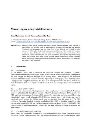 Mirror Cipher Using Feistel Network