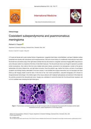 Coexistent Subependymoma and Psammomatous Meningioma