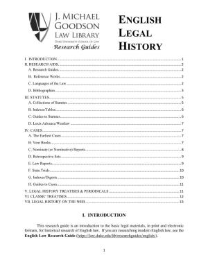 English Legal History: a Bibliography and Guide to the Literature (Ref