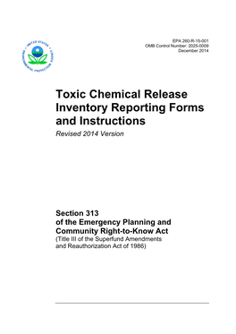 Toxic Chemical Release Inventory Reporting Forms and Instructions Revised 2014 Version