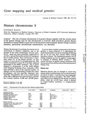 Gene Mapping and Medical Genetics Human Chromosome 8