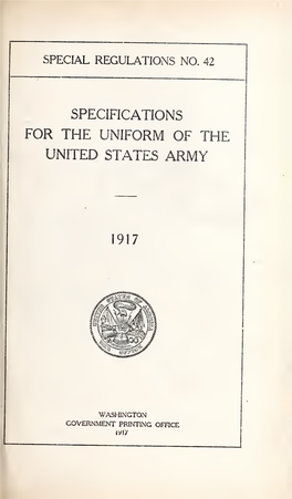 Specifications for the Uniform of the United States Army