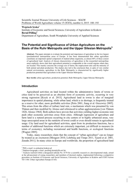 The Potential and Significance of Urban Agriculture on the Basis of the Ruhr Metropolis and the Upper Silesian Metropolis3