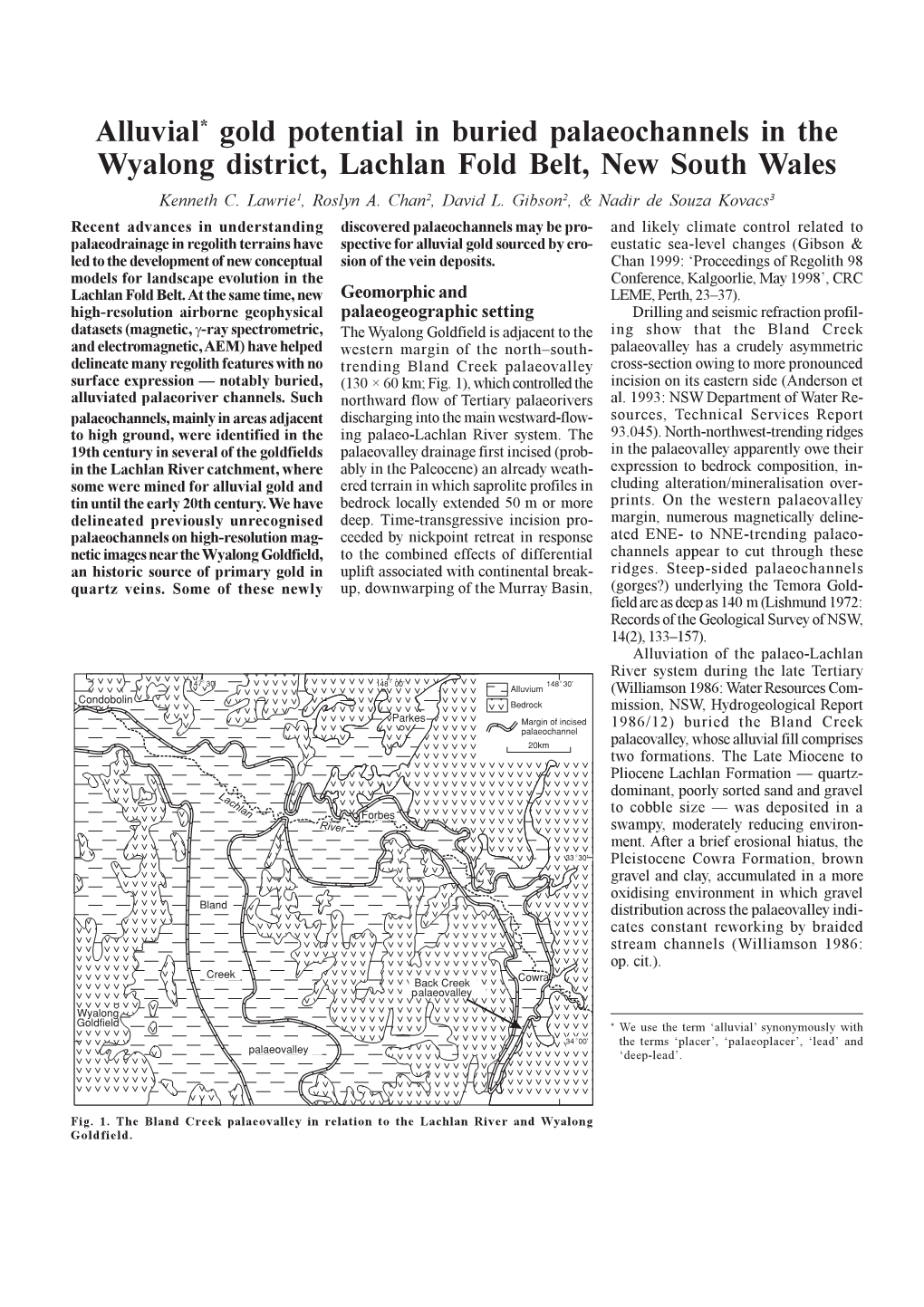 Alluvial* Gold Potential in Buried Palaeochannels in the Wyalong District, Lachlan Fold Belt, New South Wales