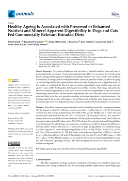 Healthy Ageing Is Associated with Preserved Or Enhanced Nutrient and Mineral Apparent Digestibility in Dogs and Cats Fed Commercially Relevant Extruded Diets