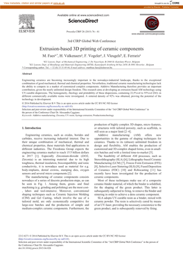 Extrusion-Based 3D Printing of Ceramic Components M