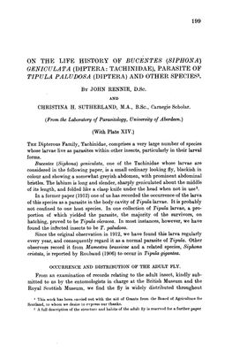 (Siphona) Geniculata (Diptera: Tachinidae), Parasite of Tipula Paludosa (Diptera) and Other Species1