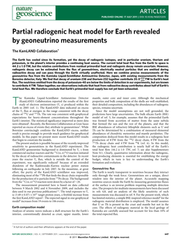 Partial Radiogenic Heat Model for Earth Revealed by Geoneutrino Measurements