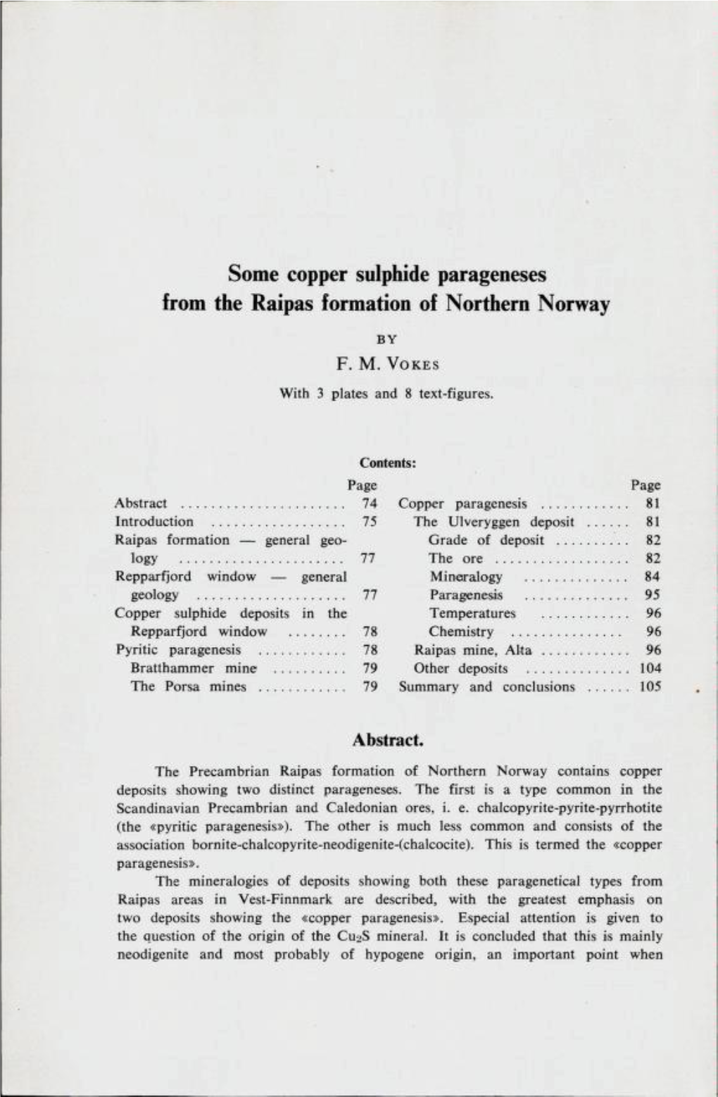 Some Copper Sulphide Parageneses from the Raipas Formation of Northern Norway by F