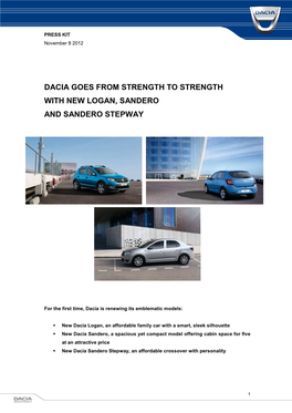 Dacia Goes from Strength to Strength with New Logan, Sandero and Sandero Stepway