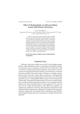 Effect of Montmorilonite on Chitosan-Lithium Acetate Solid Polymer Electrolytes