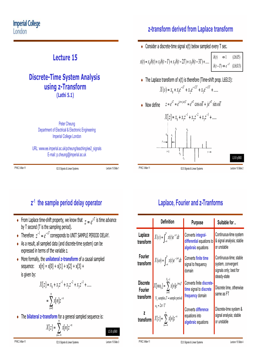 Z-Transform Derived from Laplace Transform