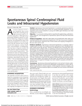 Spontaneous Spinal Cerebrospinal Fluid Leaks and Intracranial Hypotension
