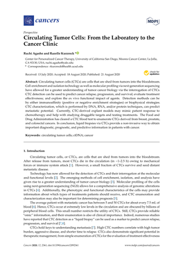 Circulating Tumor Cells: from the Laboratory to the Cancer Clinic
