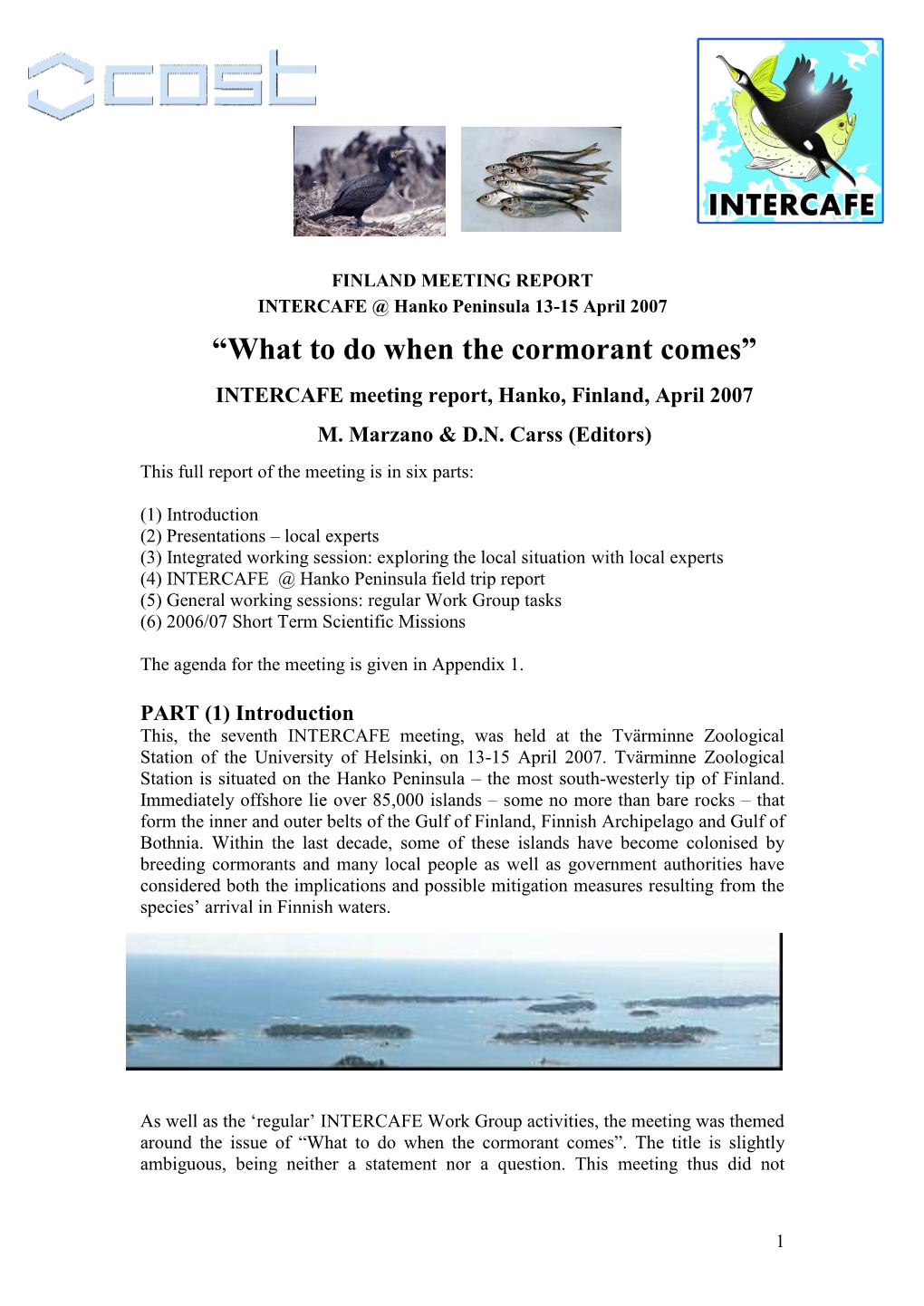 INTERCAFE Meeting Report, Hanko, Finland, April 2007 M