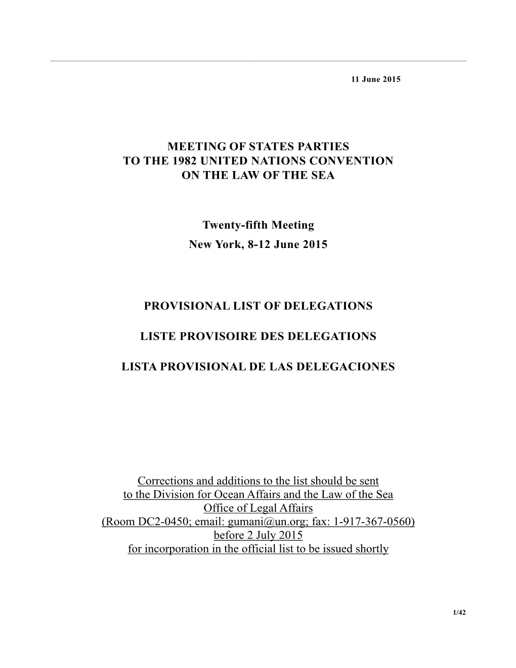 Meeting of States Parties to the 1982 United Nations Convention on the Law of the Sea