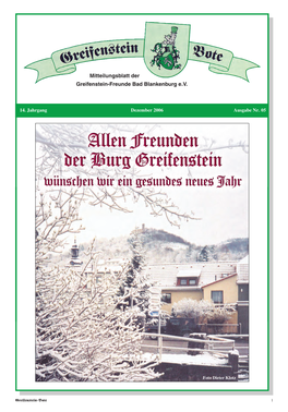 Mitteilungsblatt Der Greifenstein-Freunde Bad Blankenburg E.V