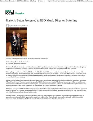 Historic Baton Presented to ESO Music Director Eckerling — Evanston