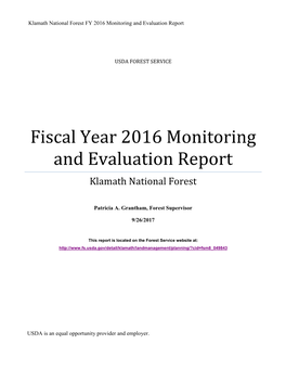 FY 2016 Monitoring Report