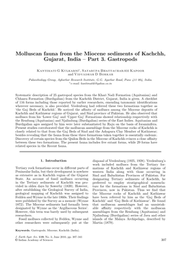 Molluscan Fauna from the Miocene Sediments of Kachchh, Gujarat, India – Part 3