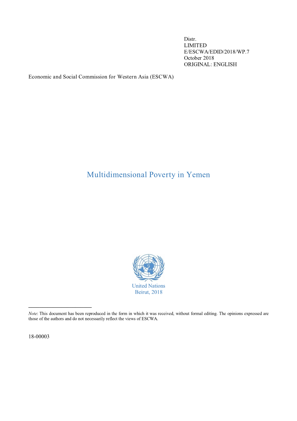 Multidimensional Poverty in Yemen