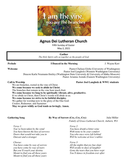 Agnus Dei Lutheran Church Fifth Sunday of Easter May 2, 2021