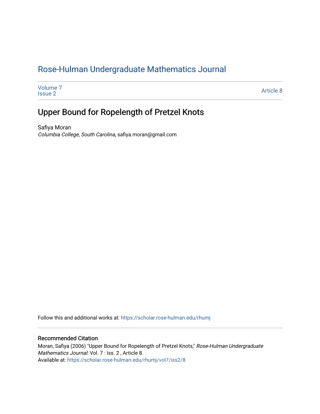 Upper Bound for Ropelength of Pretzel Knots