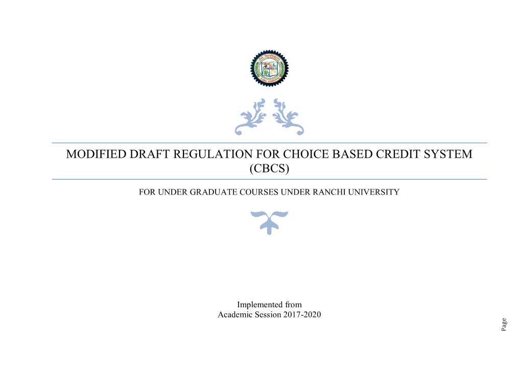 Modified Draft Regulation for Choice Based Credit System (Cbcs)