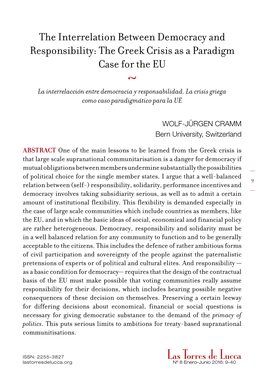 The Interrelation Between Democracy and Responsibility: the Greek Crisis As a Paradigm Case for the EU
