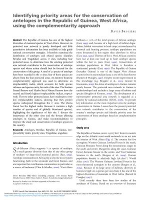 Identifying Priority Areas for the Conservation of Antelopes in the Republic of Guinea, West Africa, Using the Complementarity Approach