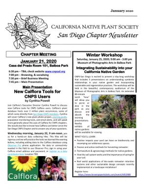 JANUARY 21, 2020 New Calflora Tools for CNPS Users Winter