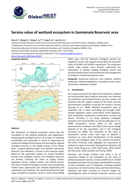 Service Value of Wetland Ecosystem in Sanmenxia Reservoir Area