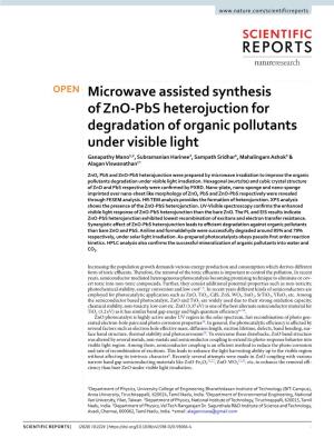 Microwave Assisted Synthesis of Zno-Pbs Heterojuction For
