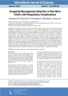 Urogenital Mycoplasmas Detection in New Born Child's with Respiratory