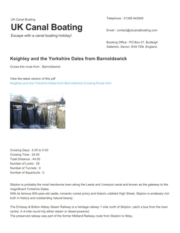 Keighley and the Yorkshire Dales from Barnoldswick | UK Canal Boating