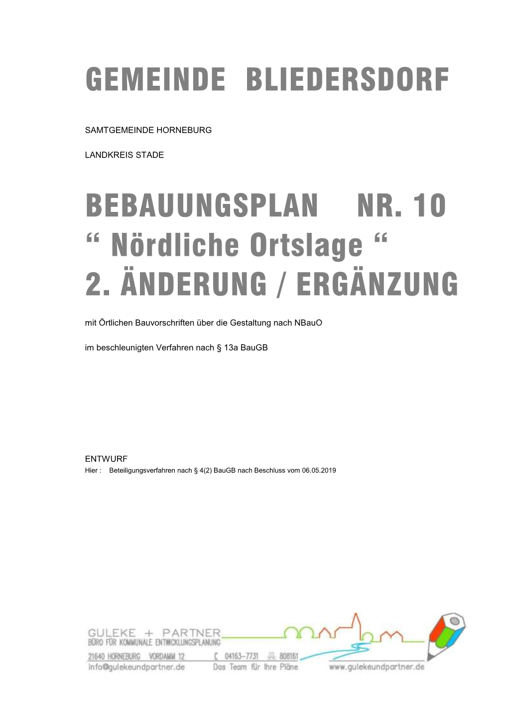 Gemeinde Bliedersdorf Bebauungsplan Nr. 10