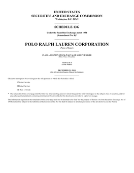 POLO RALPH LAUREN CORPORATION (Name of Issuer)