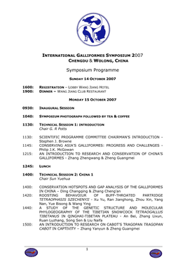 International Galliformes Symposium 2004