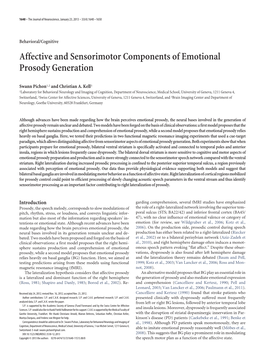 Affective and Sensorimotor Components of Emotional Prosody Generation