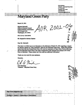 March 29,2001 Michael Marinelli Office of General Counsel Federal Election Commission 999 E Street NW Washington, DC 20463 RE