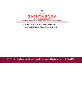 I – Railways, Airport and Harbour Engineering – SCIA1701